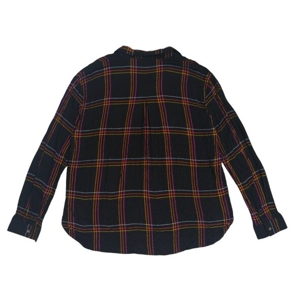 Jane + Delancey Black Plaid Button-Up Shirt Women’s M Cotton Relaxed Fit. NWT - Picture 2 of 10